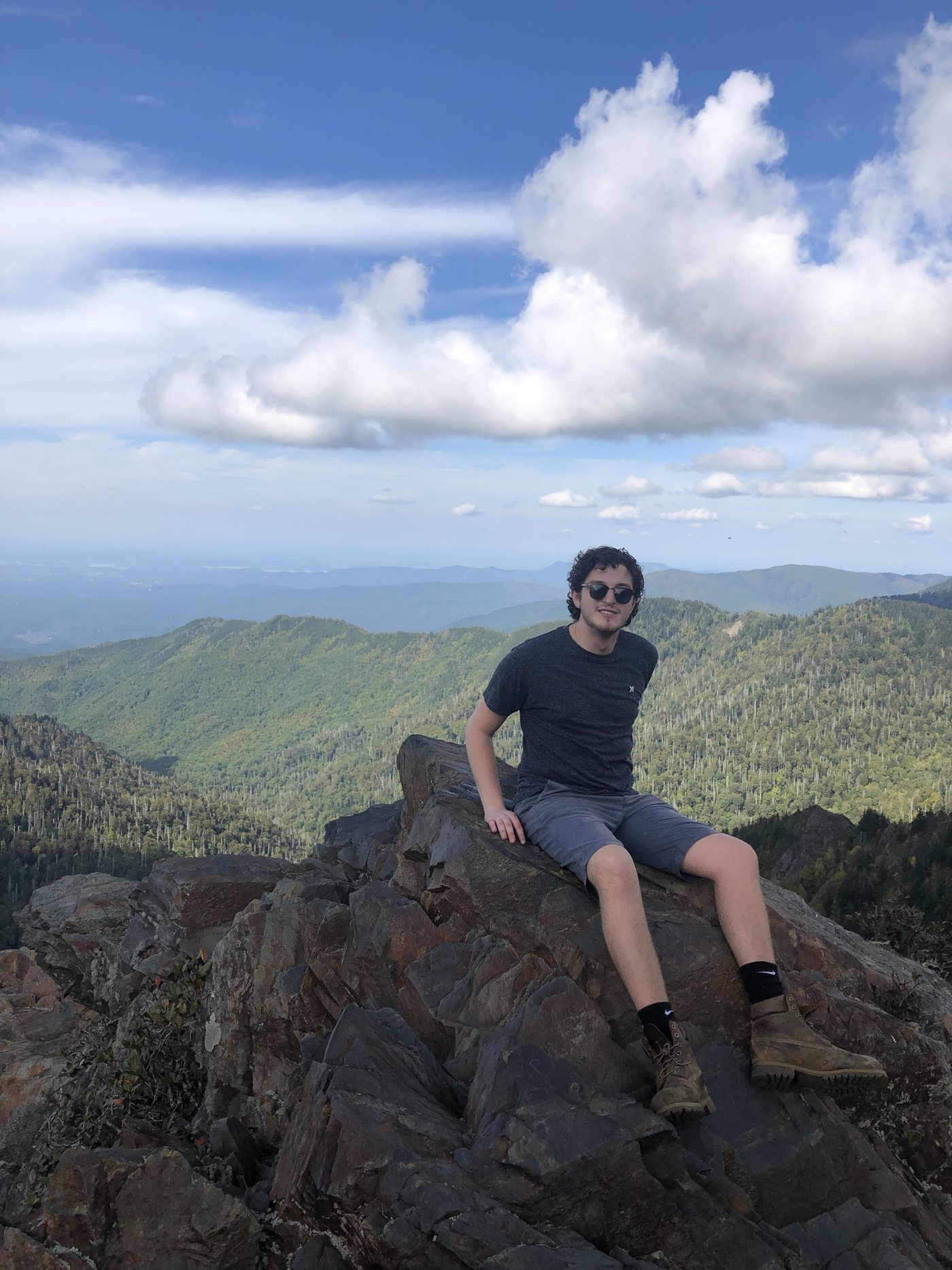 Jeremy on a rocky summit in the Great Smoky Mountains